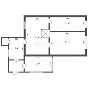 Дом 54м&sup2;, 1-этажный, участок 9 сот.  