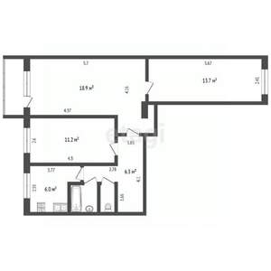 3-к квартира, на длительный срок, 60м2, 4/5 этаж