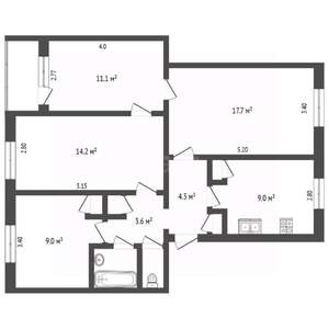 4-к квартира, на длительный срок, 75м2, 2/5 этаж