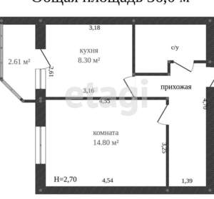 1-к квартира, на длительный срок, 35м2, 8/11 этаж