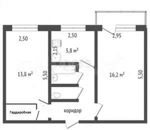 2-к квартира, на длительный срок, 44м2, 5/5 этаж