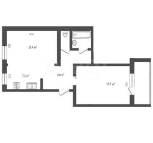 2-к квартира, на длительный срок, 44м2, 5/5 этаж