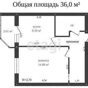 1-к квартира, на длительный срок, 35м2, 8/11 этаж