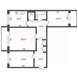 3-к квартира, вторичка, 69м2, 6/9 этаж