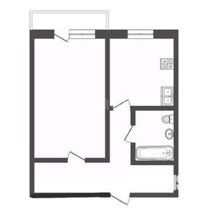 1-к квартира, вторичка, 35м2, 1/2 этаж