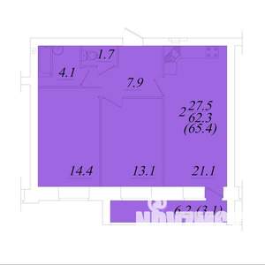 2-к квартира, вторичка, 65м2, 6/10 этаж