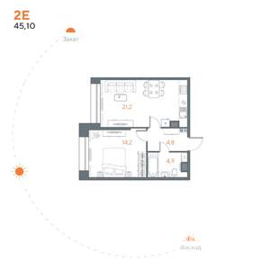 1-к квартира, вторичка, 45м2, 3/8 этаж