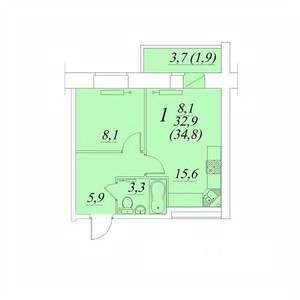 1-к квартира, строящийся дом, 35м2, 7/10 этаж