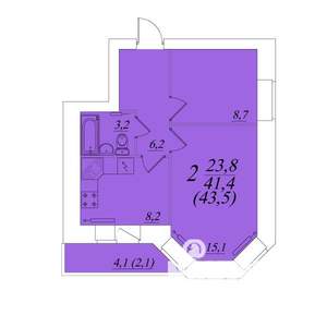 2-к квартира, строящийся дом, 44м2, 10/10 этаж