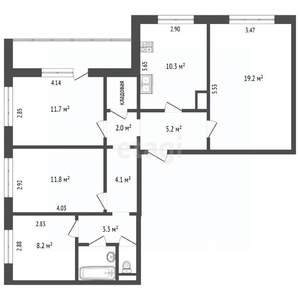 4-к квартира, вторичка, 81м2, 1/9 этаж