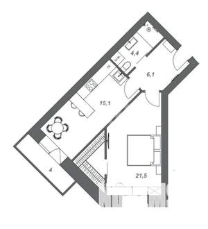 1-к квартира, вторичка, 47м2, 5/5 этаж