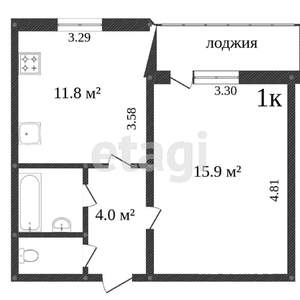 1-к квартира, вторичка, 41м2, 5/10 этаж