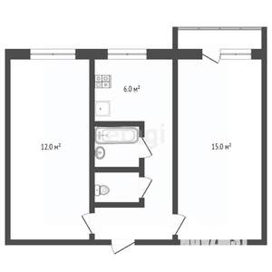 2-к квартира, вторичка, 45м2, 5/5 этаж