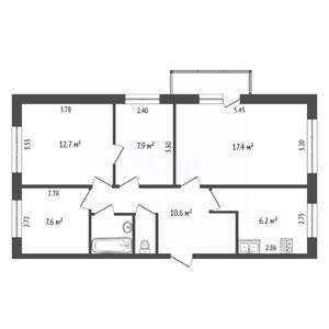 4-к квартира, вторичка, 66м2, 3/5 этаж