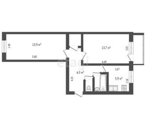 2-к квартира, вторичка, 45м2, 4/5 этаж