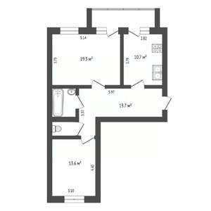 2-к квартира, вторичка, 63м2, 3/5 этаж