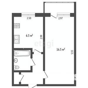 1-к квартира, вторичка, 30м2, 5/5 этаж