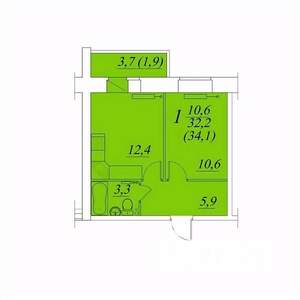 1-к квартира, строящийся дом, 34м2, 3/10 этаж