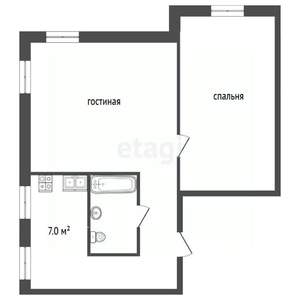 2-к квартира, вторичка, 46м2, 1/3 этаж