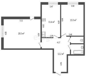 2-к квартира, вторичка, 64м2, 3/10 этаж