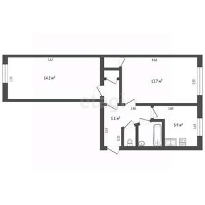 2-к квартира, вторичка, 44м2, 1/5 этаж