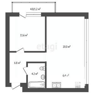 1-к квартира, сданный дом, 50м2, 3/9 этаж