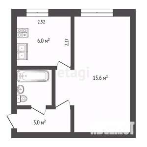 1-к квартира, вторичка, 30м2, 3/5 этаж