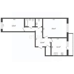 2-к квартира, вторичка, 64м2, 3/6 этаж