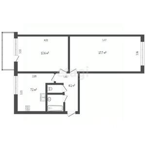 2-к квартира, вторичка, 45м2, 2/5 этаж