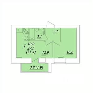 1-к квартира, вторичка, 31м2, 4/10 этаж