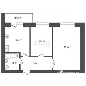 2-к квартира, вторичка, 54м2, 8/11 этаж