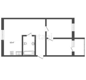 2-к квартира, вторичка, 51м2, 2/2 этаж