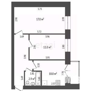 1-к квартира, вторичка, 49м2, 1/4 этаж