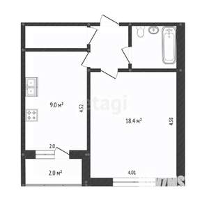 1-к квартира, вторичка, 37м2, 8/9 этаж