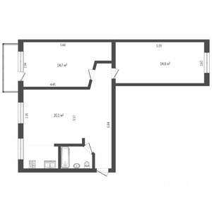 2-к квартира, вторичка, 60м2, 5/5 этаж