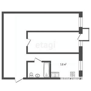 2-к квартира, вторичка, 43м2, 3/5 этаж