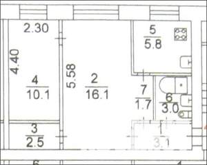 2-к квартира, вторичка, 42м2, 1/5 этаж