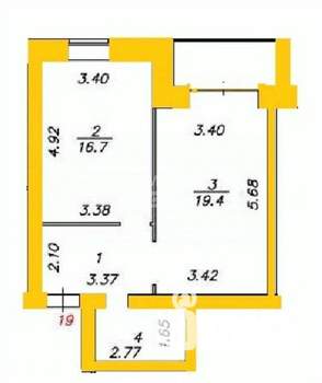 1-к квартира, сданный дом, 48м2, 5/5 этаж
