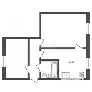 2-к квартира, вторичка, 44м2, 1/5 этаж