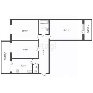 3-к квартира, вторичка, 96м2, 10/14 этаж