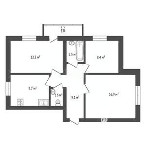 3-к квартира, вторичка, 61м2, 8/9 этаж