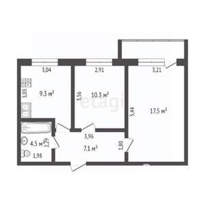 2-к квартира, вторичка, 49м2, 3/14 этаж