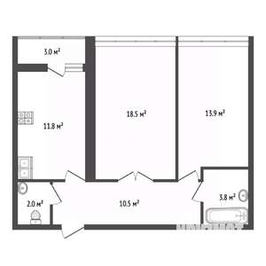 2-к квартира, вторичка, 62м2, 3/9 этаж
