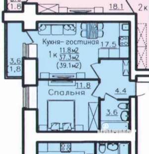1-к квартира, вторичка, 40м2, 5/14 этаж