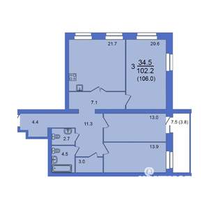 4-к квартира, строящийся дом, 106м2, 7/10 этаж