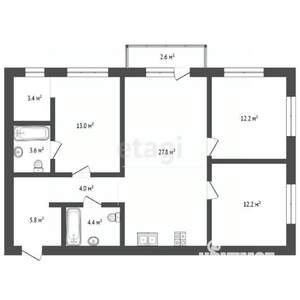 3-к квартира, вторичка, 87м2, 2/4 этаж