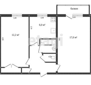 2-к квартира, вторичка, 44м2, 5/5 этаж