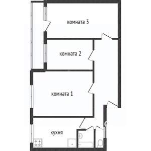 3-к квартира, вторичка, 62м2, 8/9 этаж