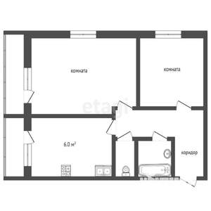 2-к квартира, вторичка, 47м2, 2/3 этаж