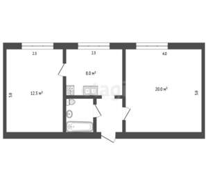 2-к квартира, вторичка, 44м2, 1/4 этаж